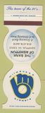 Matchbook Cover - Milwaukee Brewers Baseball 1985 Bank Ashippun WI