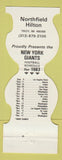 Matchbook Cover - New York Giants Football 1983 Northfield Hilton Troy MI