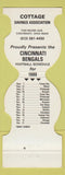 Matchbook Cover - Cincinnati Bengals Football 1980 Cottage Savings Cincinnati OH