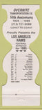 Matchbook Cover - Los Angeles Rams Football 1985 Overite Trucking