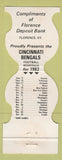 Matchbook Cover - Cincinnati Bengals Football 1982 Bank Florence KY