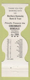 Matchbook Cover - Cincinnati Bengals Football 1984 Northern KY Bank & Trust