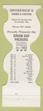 Matchbook Cover - Green Bay Packers Football 1982 Grosenick's Brookfield WI