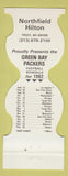 Matchbook Cover - Green Bay Packers Football 1982 Hilton Troy MI