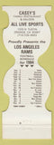 Matchbook Cover - Los Angeles Rams Football 1984 Casey's Orange CA restaurant