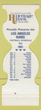 Matchbook Cover - Los Angeles Rams Football 1981 Heritage Bank WEAR
