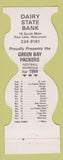 Matchbook Cover - Green Bay Packers Football 1984 Dairy State Bank Rice Lake WI