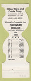 Matchbook Cover - Cincinnati Bengals Football 1980 Ettco Wire Ridgewood NY