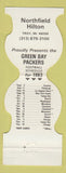 Matchbook Cover - Green Bay Packers Football 1983 Hilton Troy MI