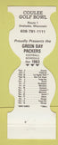 Matchbook Cover - Green Bay Packers Football 1983 Coulee Golf Bowl Onalaska WI