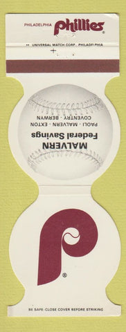 Matchbook Cover - Philadelphia Phillies Baseball Malvern Savings PA 1982