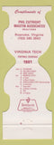 Matchbook Cover - Virginia Tech Hokies Football 1981 Phil Cutright Roanoke VA