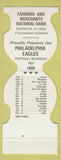 Matchbook Cover - Philadelphia Eagles Football 1980 Bank Bridgeton NJ