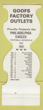Matchbook Cover - Philadelphia Eagles Football 1981 Goofs Factory Outlet