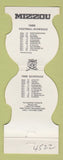 Matchbook Cover - Missouri Tigers Football 1985 Crown Supply St Louis MO