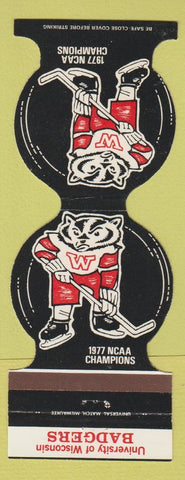 Matchbook Cover - Wisconsin Badgers Hockey 1977 Brathaus Madison WI