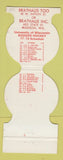 Matchbook Cover - Wisconsin Badgers Hockey 1977 Brathaus Madison WI