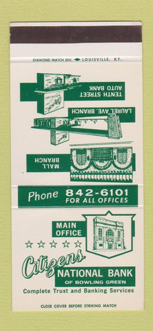 Matchbook Cover - Citizens National Bank Bowling Green KY WEAR 30 Stk SAMPLE
