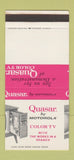 Matchbook Cover - Quasar TV Motorola MISCUT 30 Stk SAMPLE