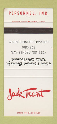 Matchbook Cover - Jack Trent Personnel Chicago IL 30 Stk SAMPLE