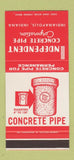Matchbook Cover - Independent Concrete Pipe Indianapolis IN 30 Stk SAMPLE