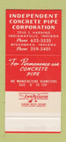 Matchbook Cover - Independent Concrete Pipe Indianapolis IN 30 Stk SAMPLE