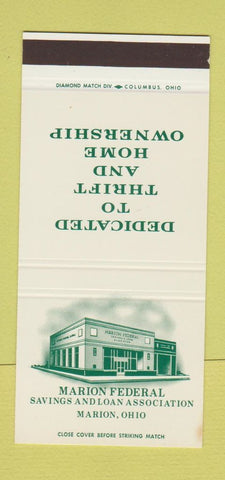 Matchbook Cover - Marion Federal Savings Marion OH 30 Stk SAMPLE