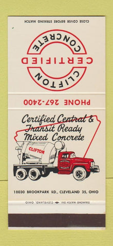 Matchbook Cover - Clifton Concrete Cleveland OH truck 30 Stk SAMPLE