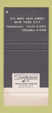 Matchbook Cover - Broadway Joe New York City STAINED 30 Stk SAMPLE