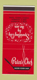 Matchbook Cover - Price's Chef Restaurant Corpus Christi TX 30 Stk SAMPLE