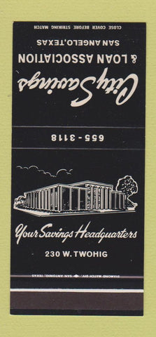Matchbook Cover - City Savings and Loan San Angelo TX 30 Stk SAMPLE