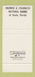 Matchbook Cover - National Banks Ocala FL 30 Stk SAMPLE
