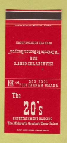Matchbook Cover - The 20's Restaurant Omaha NE 30 Stk SAMPLE