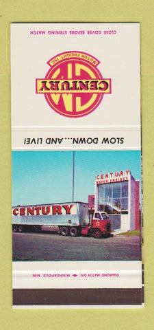 Matchbook Cover - Century Trucking Motor Freight Minneapolis MN 30 Stk SAMPLE