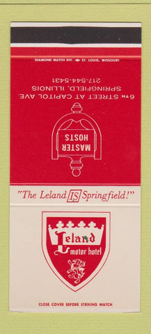 Matchbook Cover - Leland Motor Hotel Springfield IL 30 Stk SAMPLE