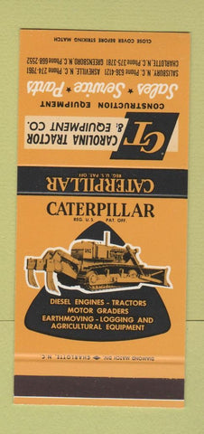Matchbook Cover - Caterpillar Tractors Salisbury Charlotte NC  30 Stk SAMPLE