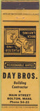 Matchbook Cover - Day Bros Building Contractor Bolton MA