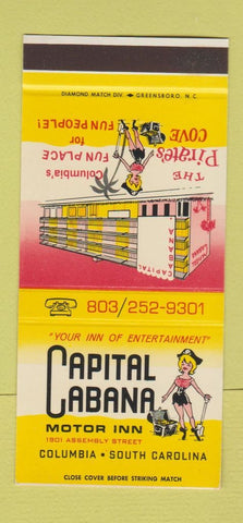 Matchbook Cover - Capital Cabana Motor Inn Columbia SC girlie WEAR 30 Stk SAMPLE