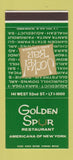 Matchbook Cover - Golden Spur Restaurant New Y ork City 30 Stk SAMPLE