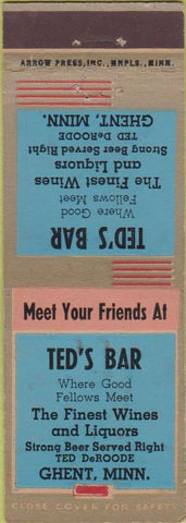 Matchbook Cover - Ted's Bar Ghent MN Arrow