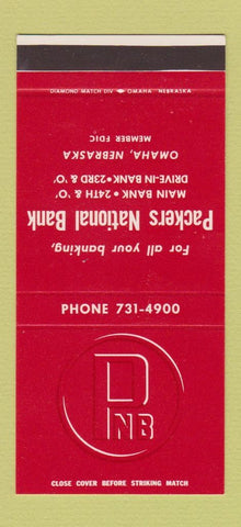 Matchbook Cover - Packers National Bank Omaha NE 30 Stk SAMPLE