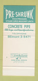 Matchbook Cover - Paracrete Concrete Pipe Richmond VA 30 Stk SAMPLE