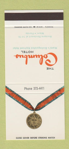Matchbook Cover - Columbus Hotel Miami FL 30 Stk SAMPLE