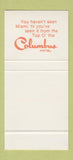 Matchbook Cover - Columbus Hotel Miami FL 30 Stk SAMPLE