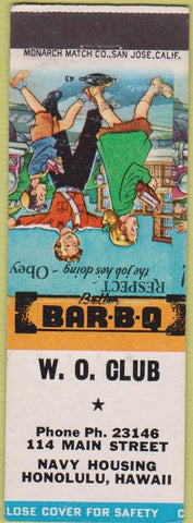 Matchbook Cover - W.O. Club Honolulu HI