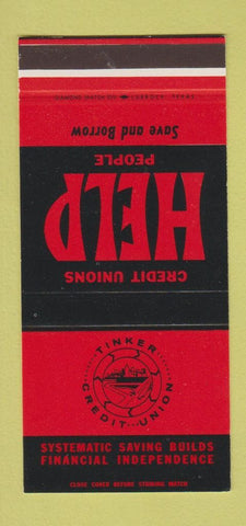 Matchbook Cover - Tinker Credit Union 30 Stk SAMPLE