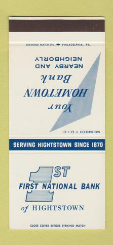 Matchbook Cover - 1st National Bank Hightstown NJ 30 Stk SAMPLE