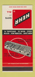 Matchbook Cover - Hehr Windows Los Angeles CA Macon GA 30 Stk SAMPLE