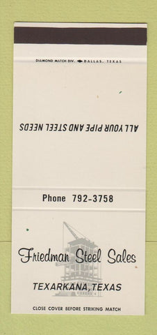 Matchbook Cover - Friedman Steel Sales Texarkana TX 30 Stk SAMPLE