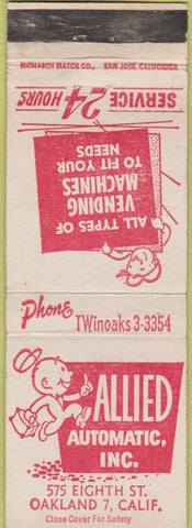 Matchbook Cover - Allied Vending Machines Oakland CA